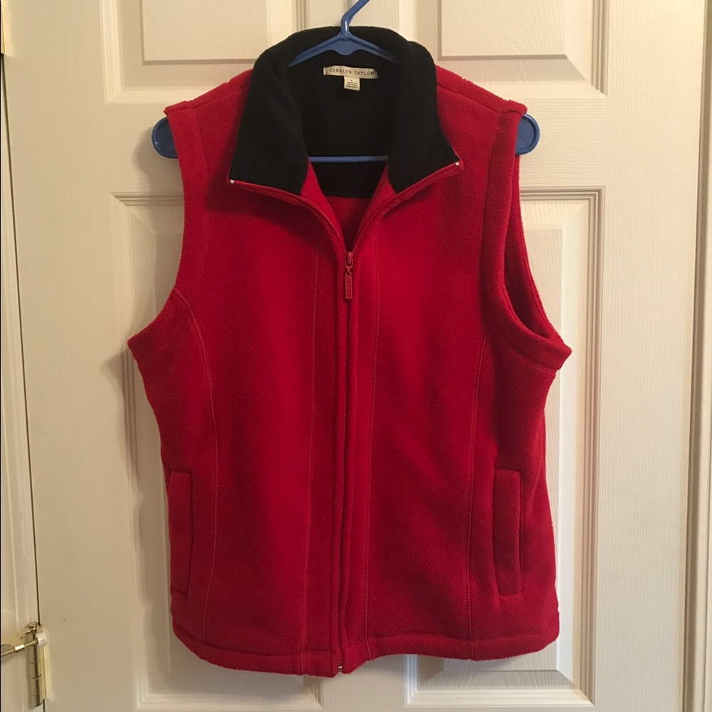 Carolyn Taylor Red Full-Zip Fleece Vest Size L NWOT - Picture 5 of 10